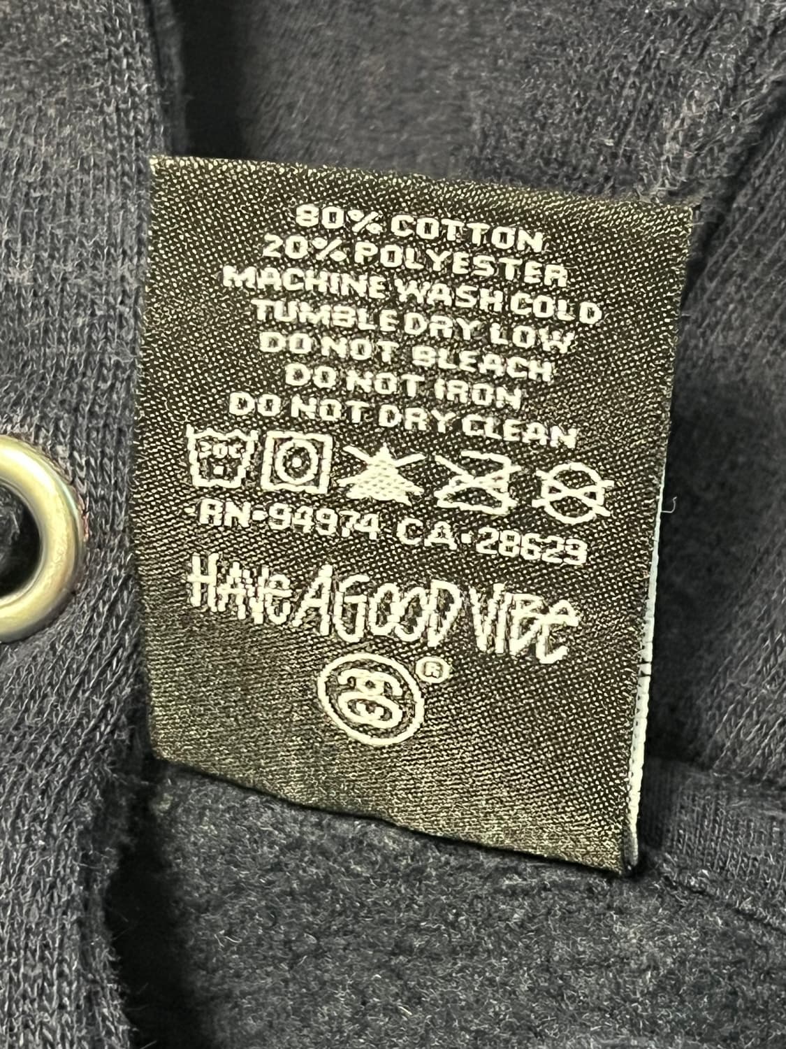 90s 스투시 베이직 후드티 네이비 M 상품이미지5