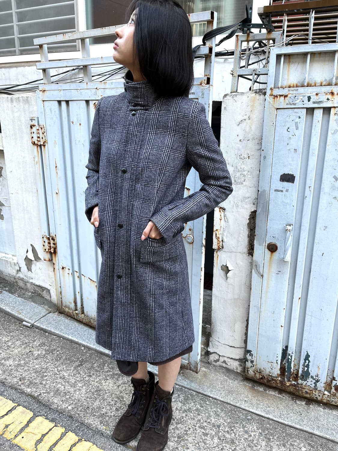 디젤 글렌 체크 울 코트 상품이미지6