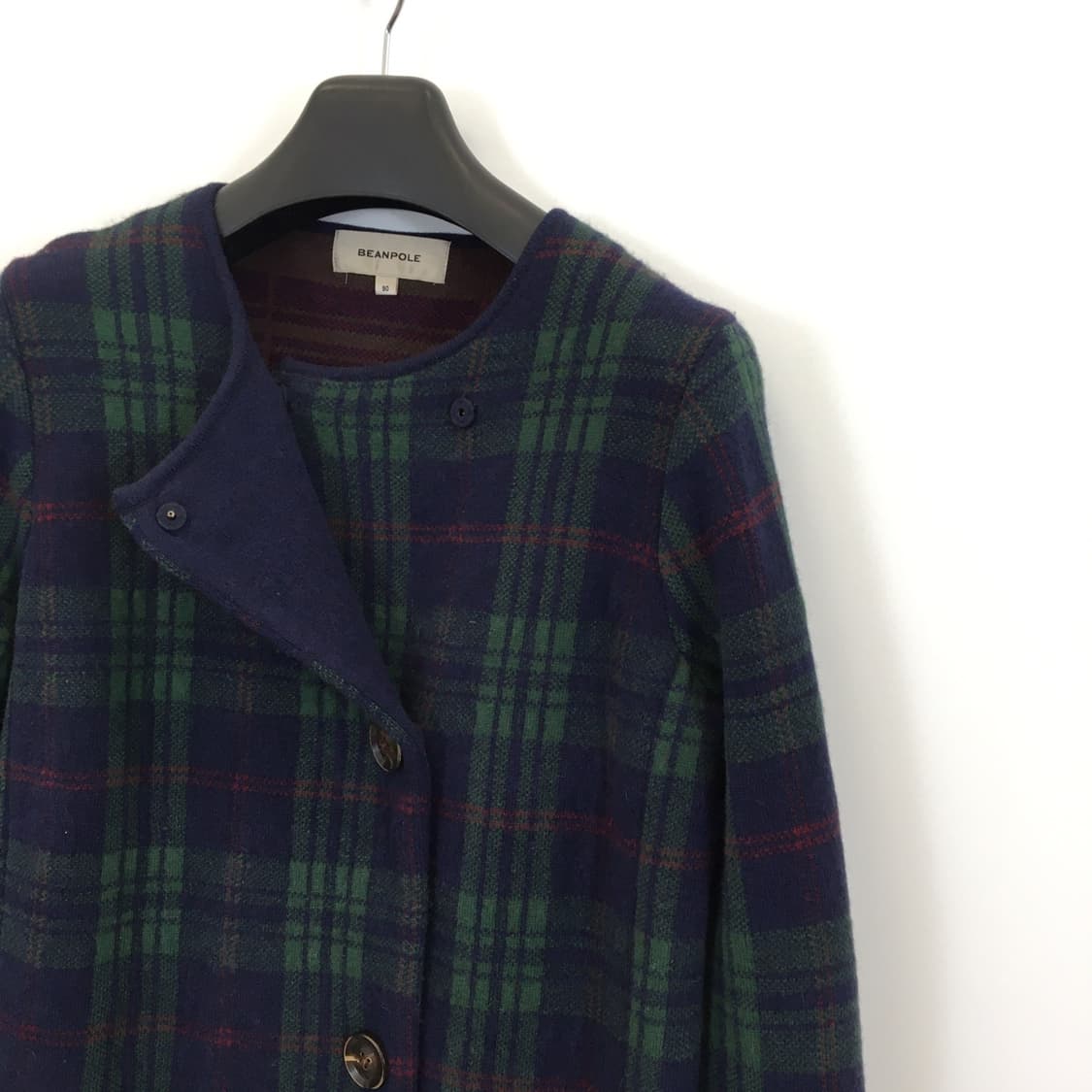 빈폴 앙고라혼방 그린 타탄 니트 가디건 90  상품이미지3