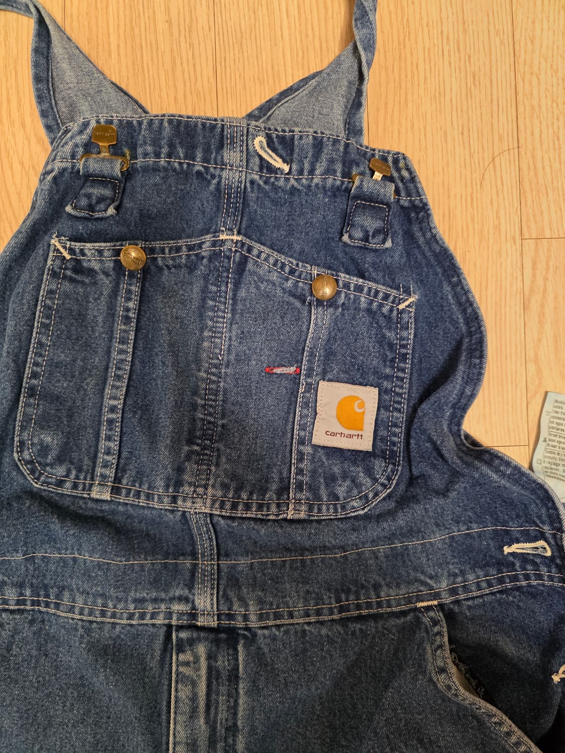 칼하트 빈티지 데님 오버롤 작업복 중청 멜빵 점프수트 38x30 상품이미지4