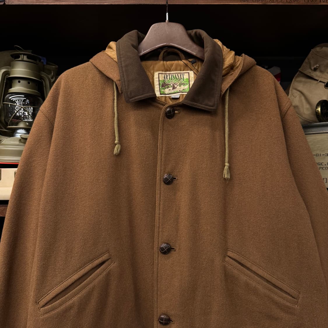 90s USA 빈티지 울 헌팅 코트 후드 탈부착 후디 상품이미지3