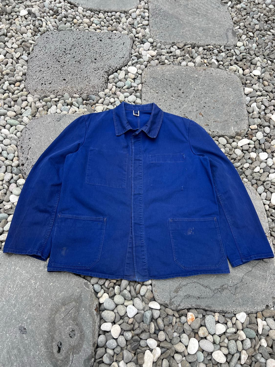 OLD VINTAGE FADED NAVY HBT 헤링본트윌 프렌치워크자켓 상품이미지1
