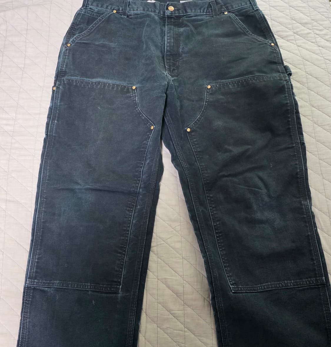 [38X30] 빈티지 칼하트 더블니 B01 BLK 워크팬츠 페이드 BK6 상품이미지1