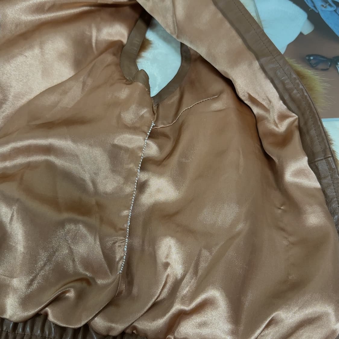 빈티지 브라운 폭스퍼 여우털 양가죽 조끼 베스트 상품이미지4