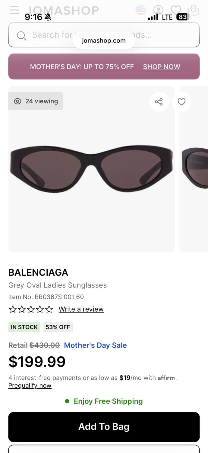 발렌시아가 선글라스 bb0367s 001 상품이미지2