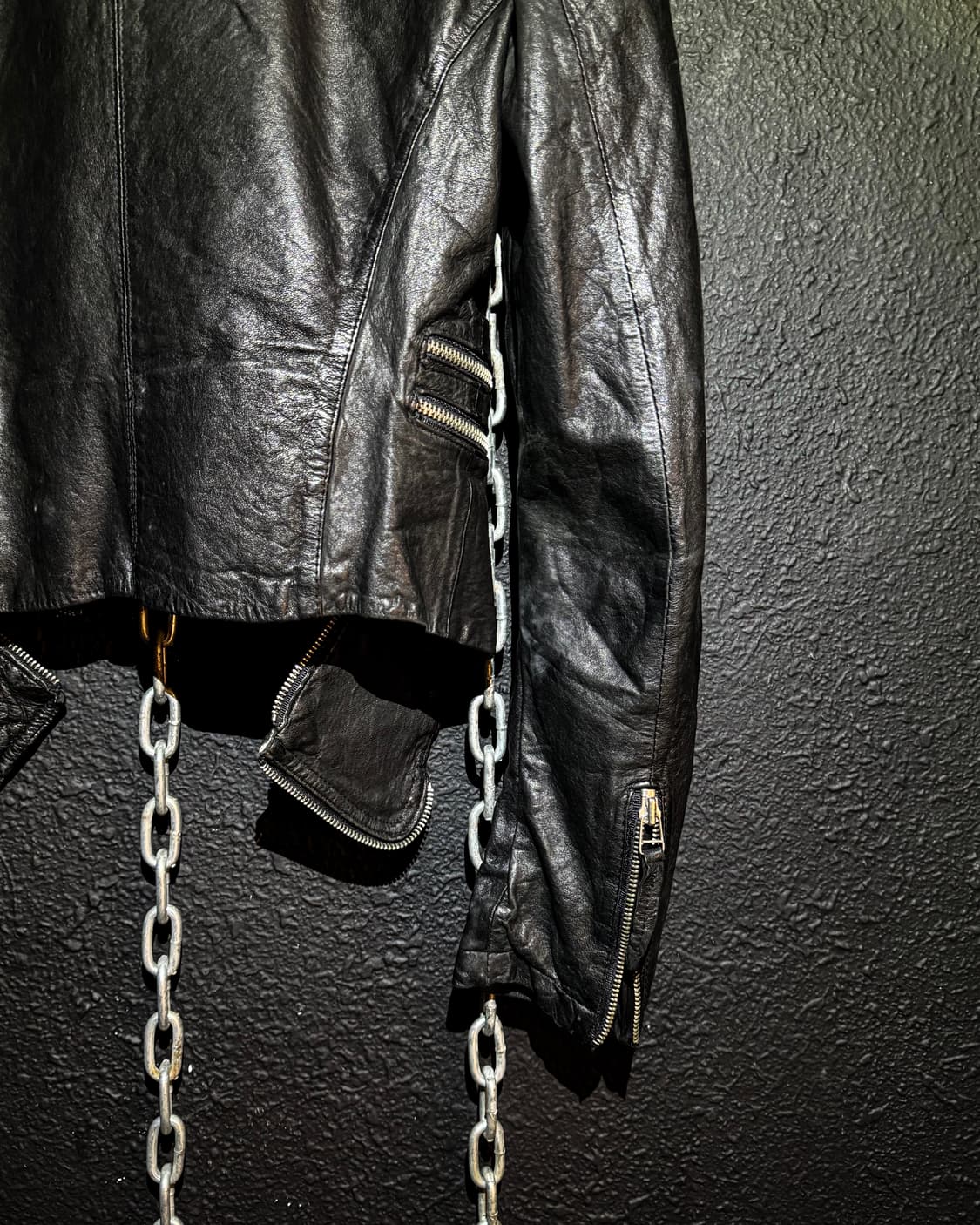 Opposite zipper slim leather jacket  상품이미지10