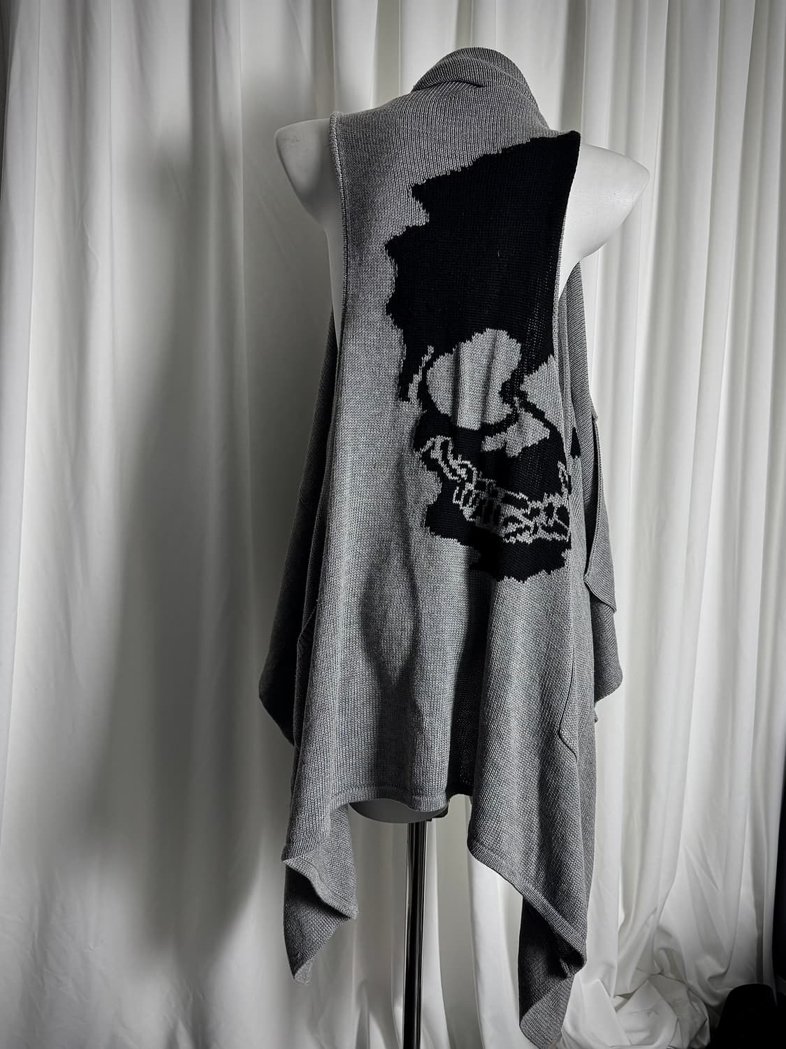 Gray skull knit cardigan 상품이미지3