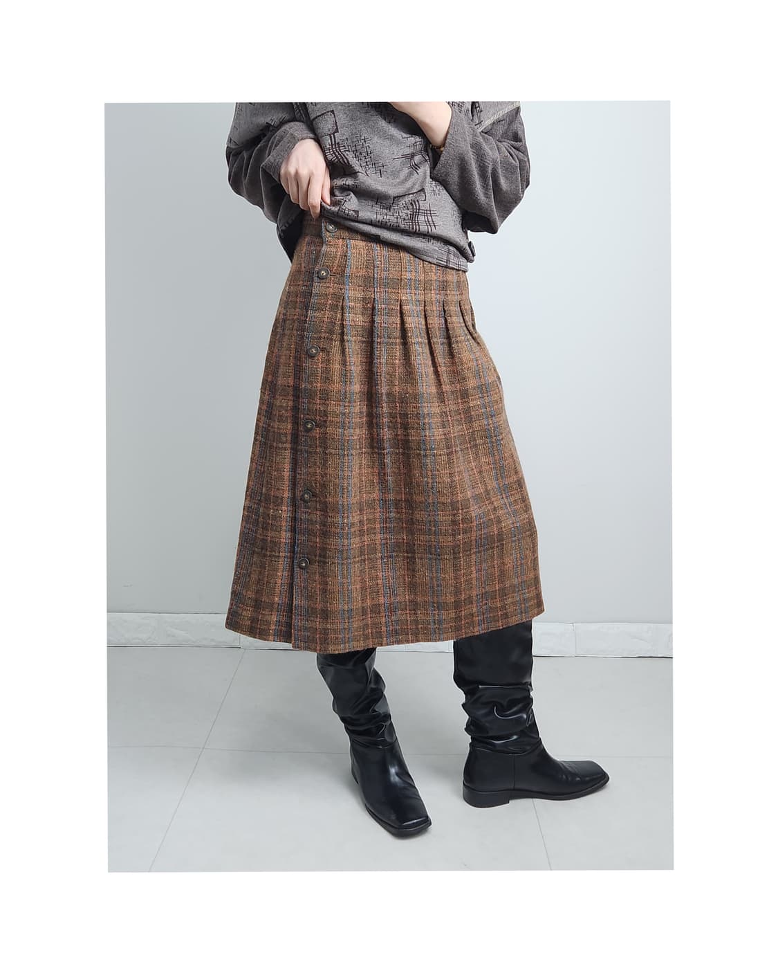 단추 울 스커트 상품이미지1