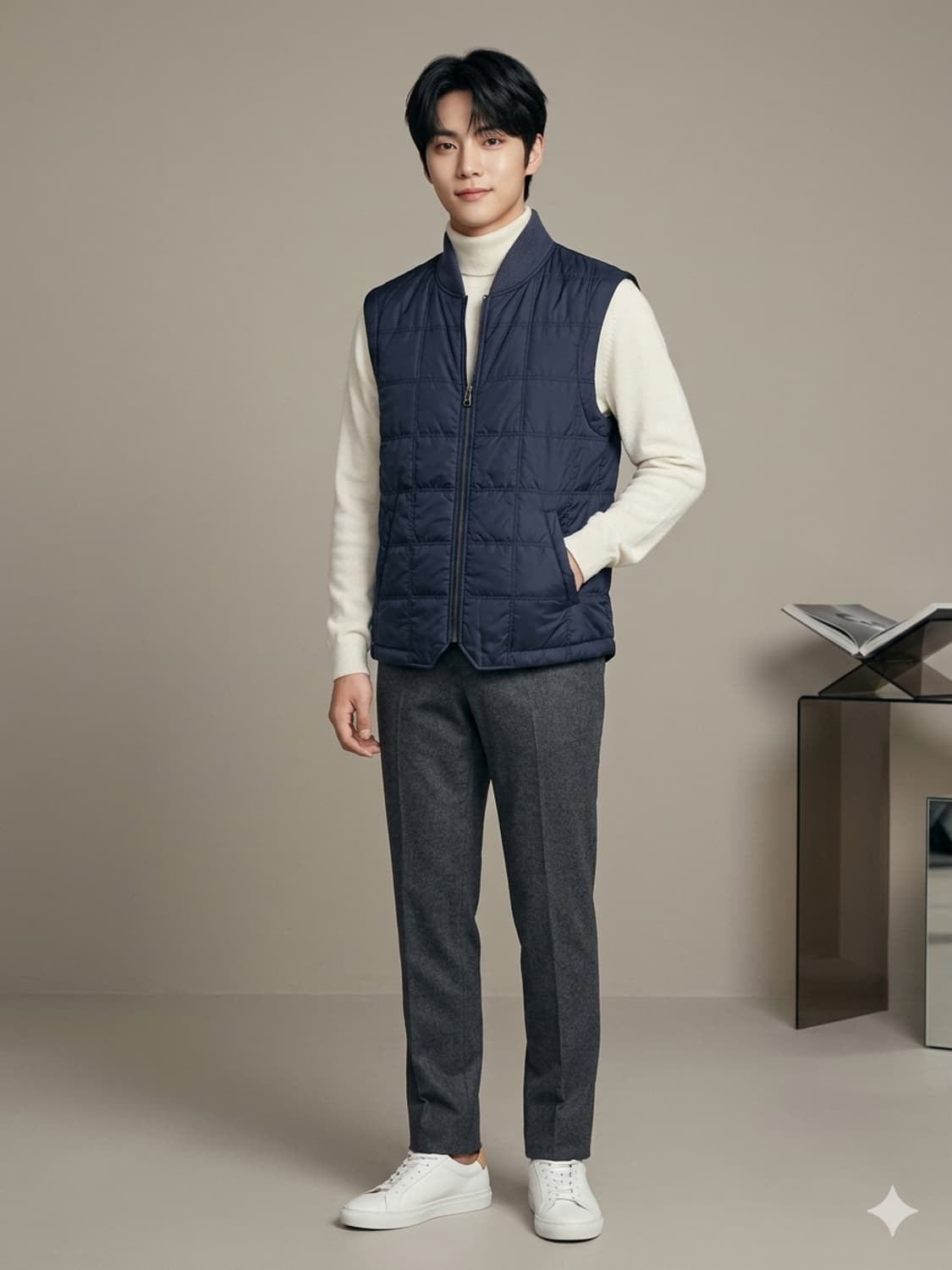 series; 시리즈 넥 시보리 퀼팅 패딩 조끼 상품이미지1