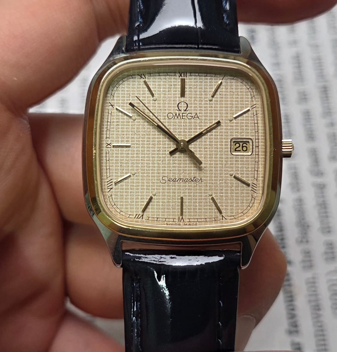 레어] 빈티지 오메가 씨마스터 사각탱크 스파클와플판 싱글데이트 슬림쿼츠  상품이미지3