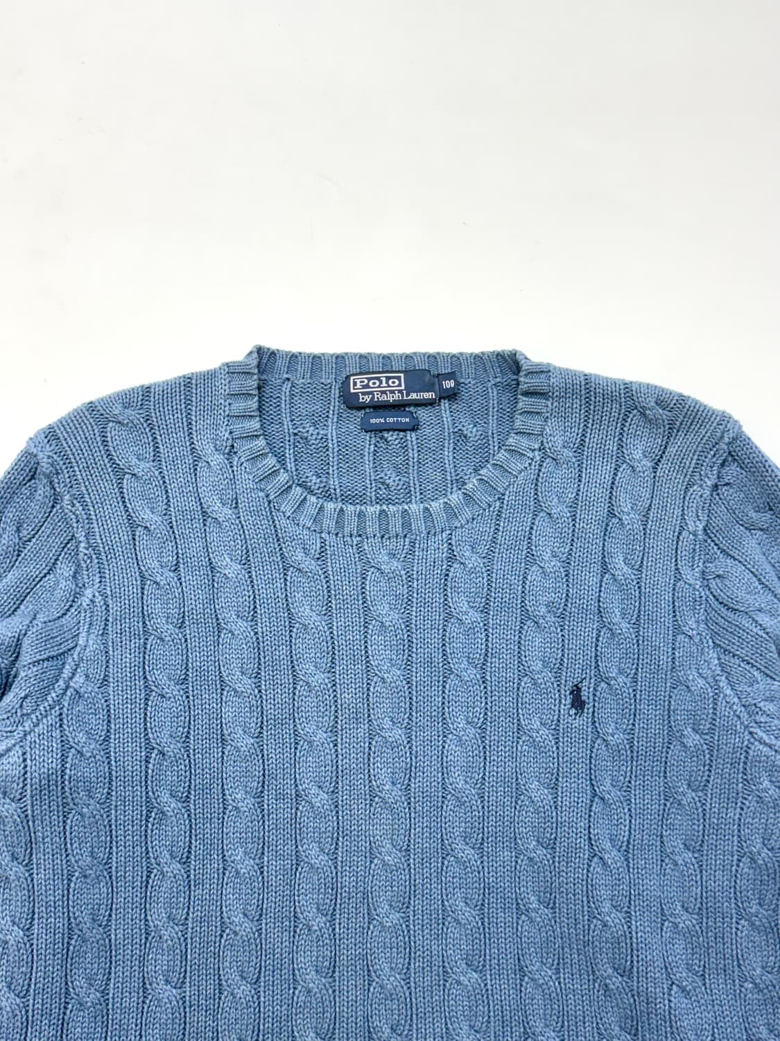 Polo 폴로 랄프롤렌 그레이블루 케이블 니트 상품이미지2