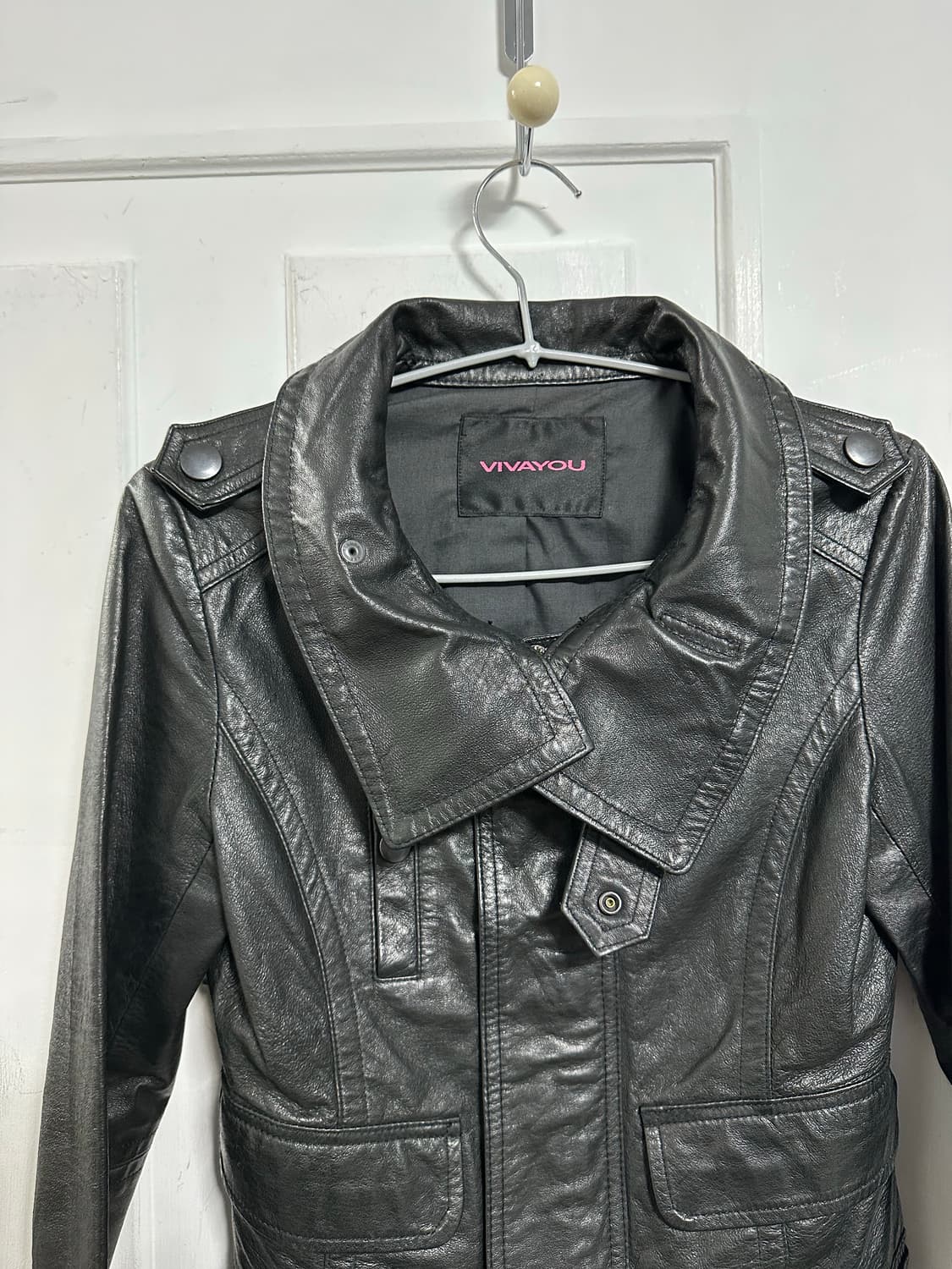 비비유 하이넥 레더 자켓 상품이미지3