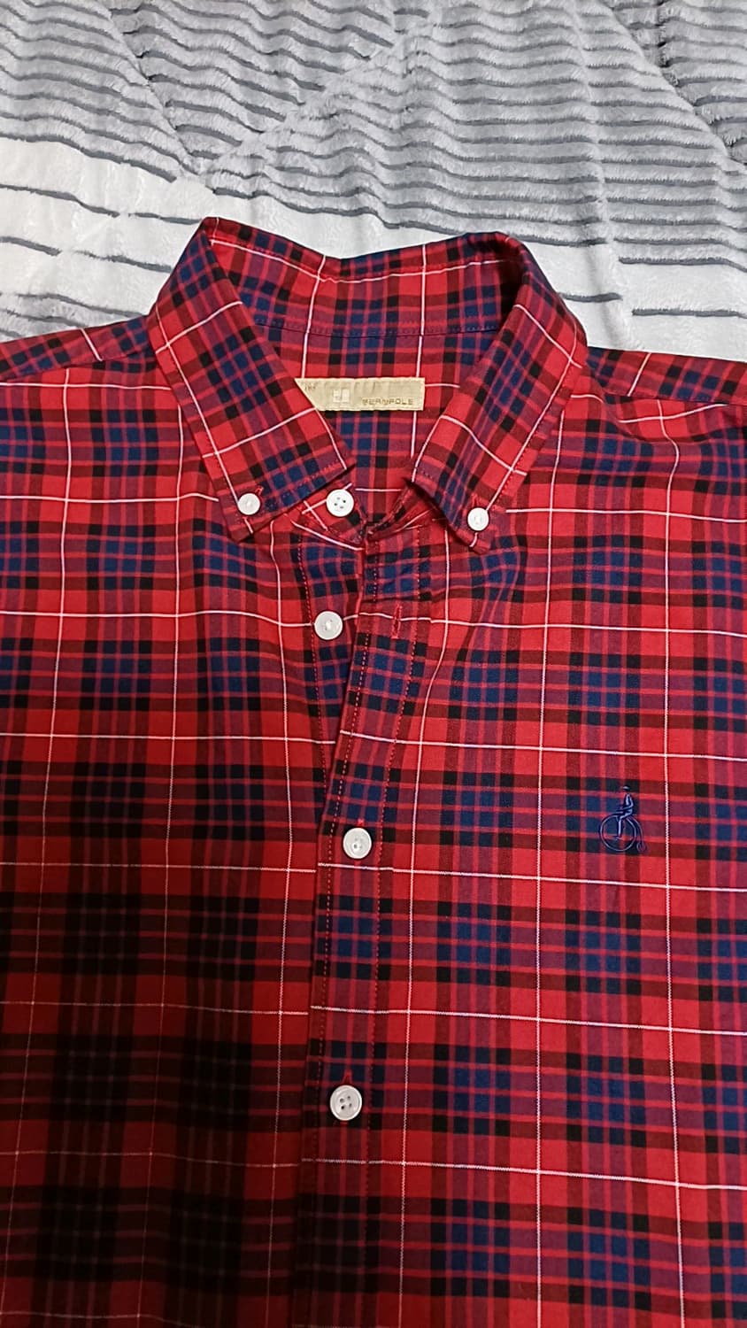 빈폴 체크남방 100 가슴55 기장77 상품이미지2