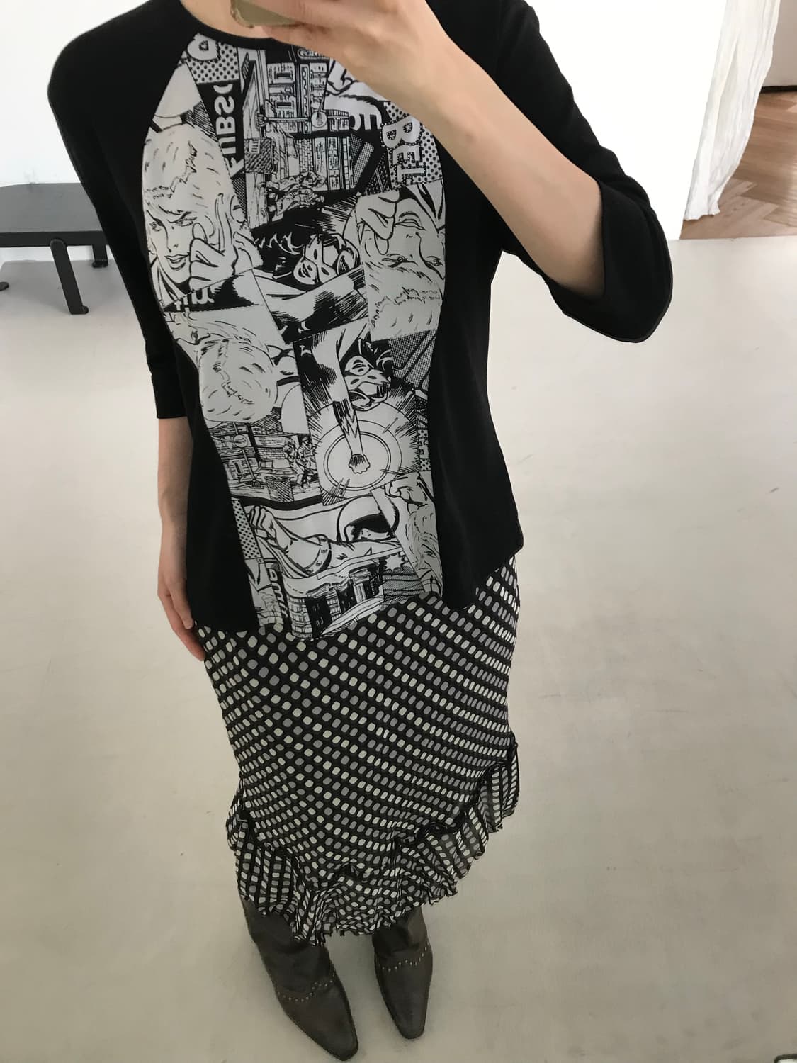 vintage black printing top 상품이미지6