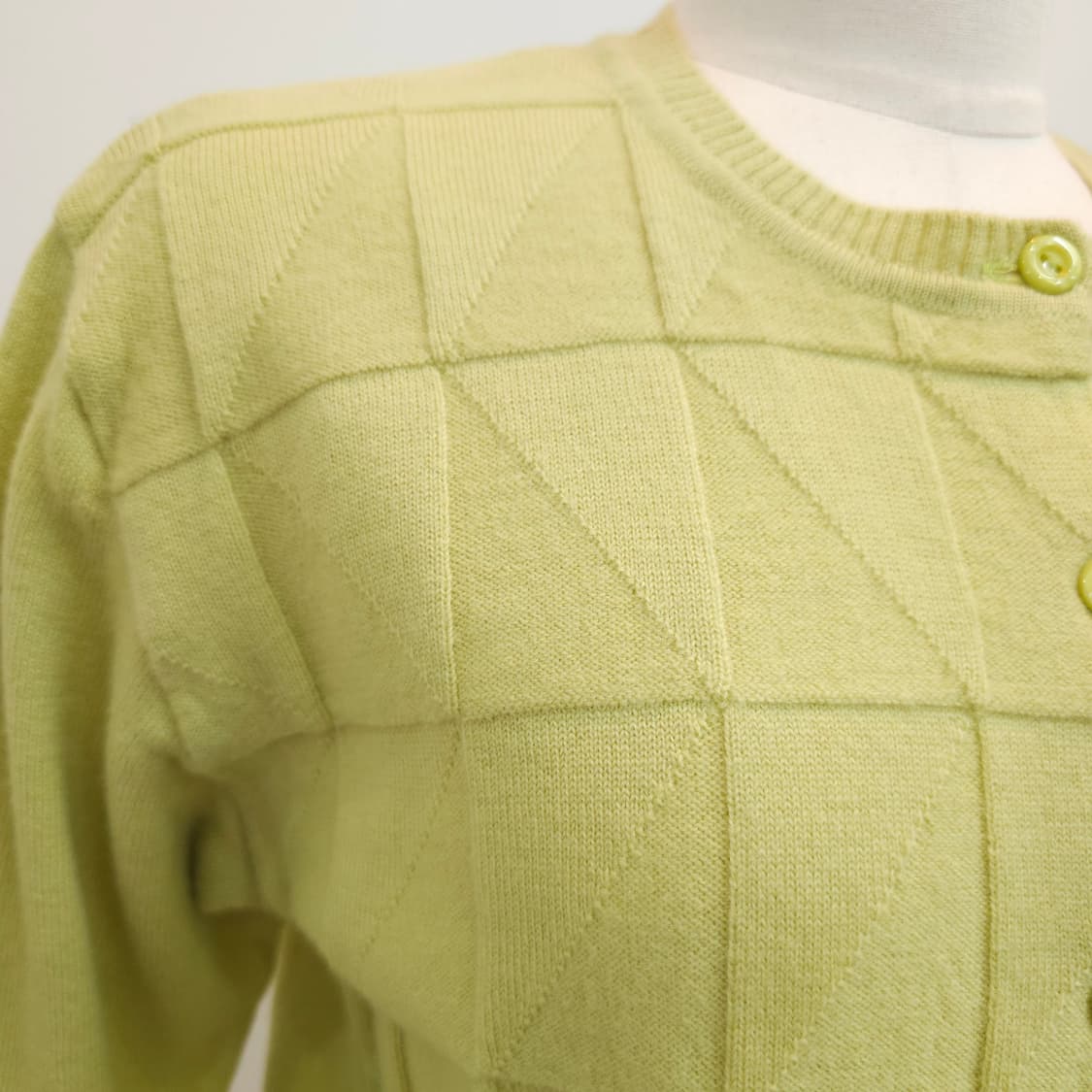 울100% 입체패턴 라임 니트 가디건  상품이미지5