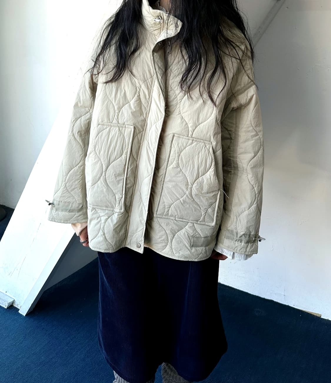 Quilted mil design over blouson jacket 상품이미지8