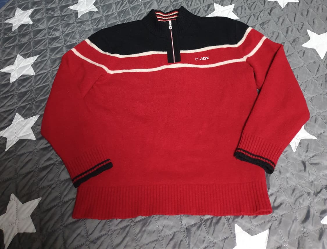 JDX 방풍 울 반집업 니트 레드 블랙 (XL) 상품이미지1