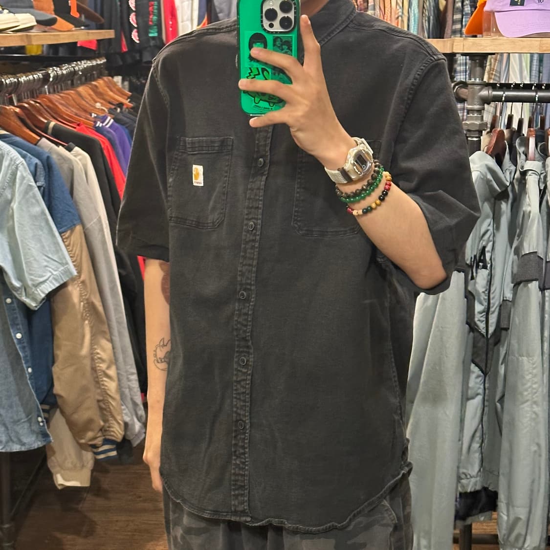 [HI] 칼하트 반팔 데님셔츠 블랙 상품이미지3