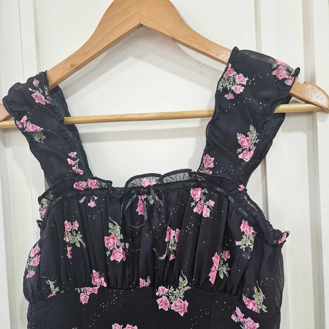 블랙 플라워 쉬폰 원피스 상품이미지2