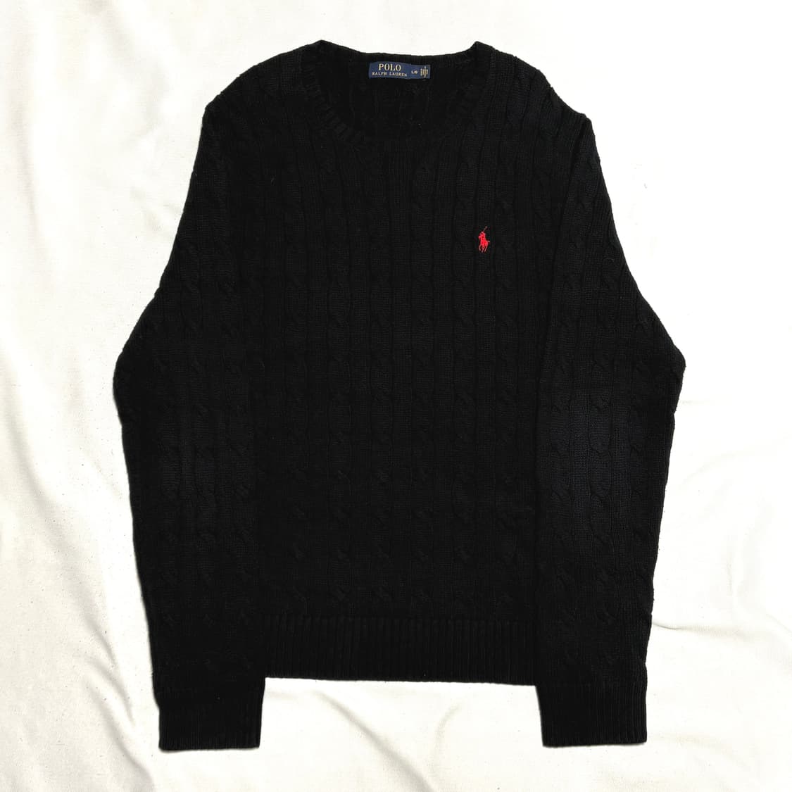 L 폴로랄프로렌 코튼 케이블 라운드넥 블랙 니트 상품이미지2