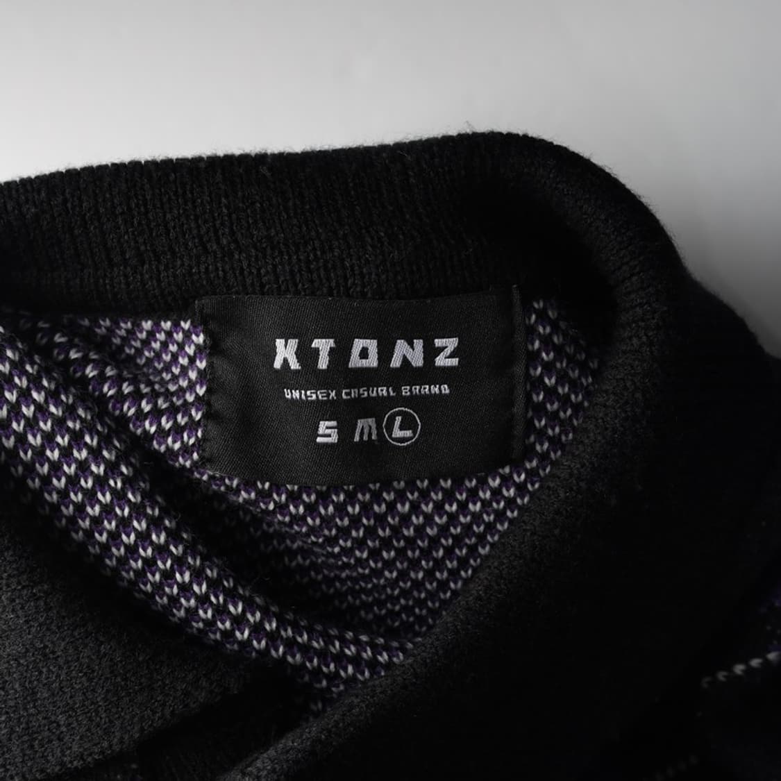 XTONZ 블랙 퍼플 아가일 카라 가디건 L 상품이미지5