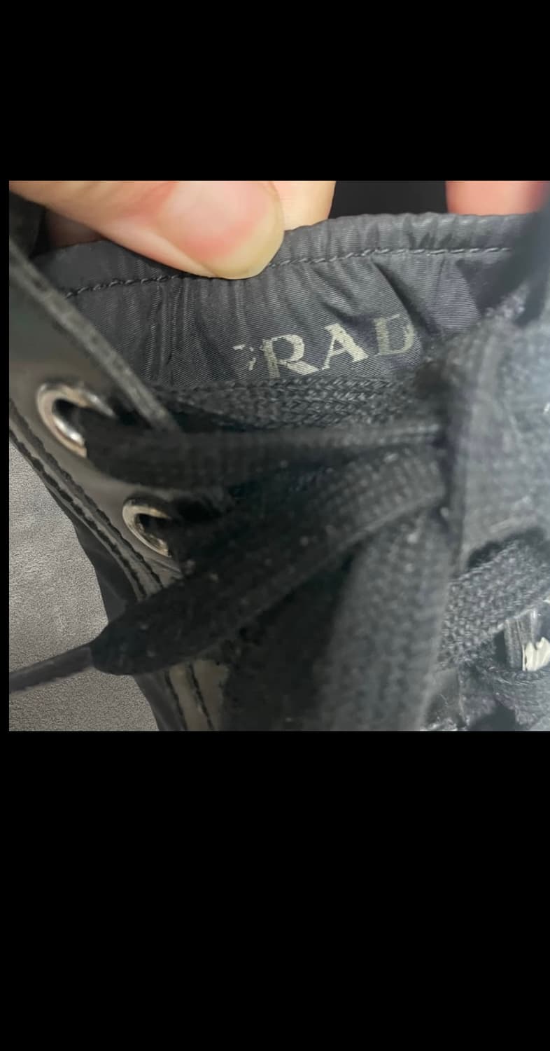 255~260) 프라다 스포츠 로고 레더 나일론 스니커즈 신발 블랙 상품이미지4