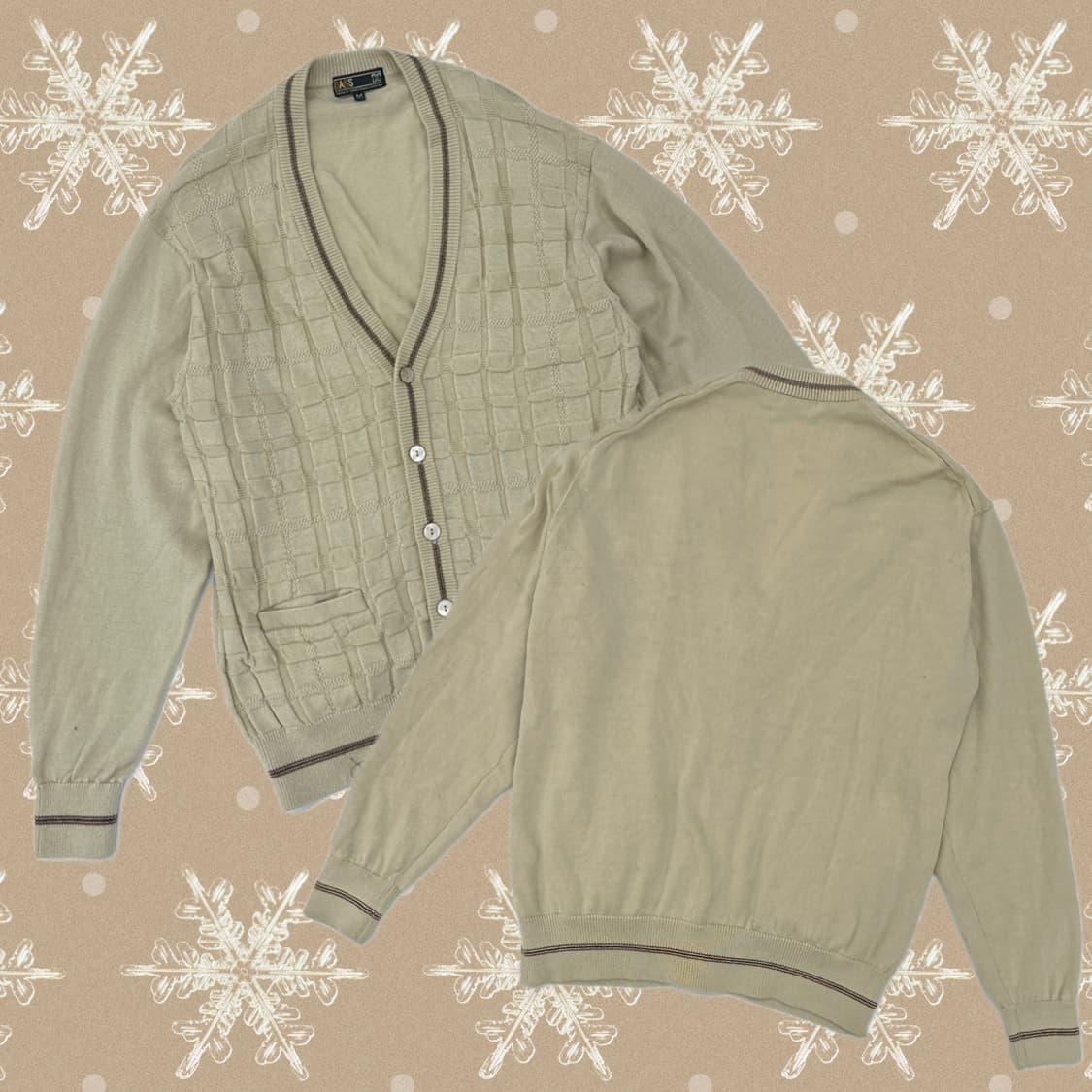 DAKS 닥스 맨즈 베이지 패턴 가디건  핀터 아메카지 보헤미안 상품이미지1