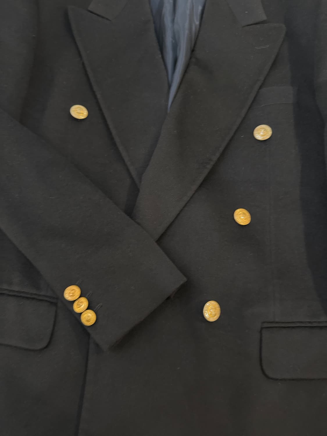 90s 발렌티노 로로피아나 캐시미어 금장 블레이저 코트 블랙 상품이미지2