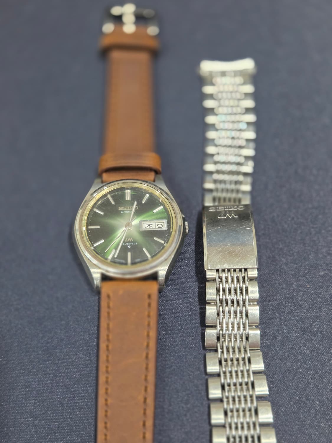 세이코LM 로드매틱 5606-7071 녹판 + 신품 소가죽 스트랩 상품이미지2