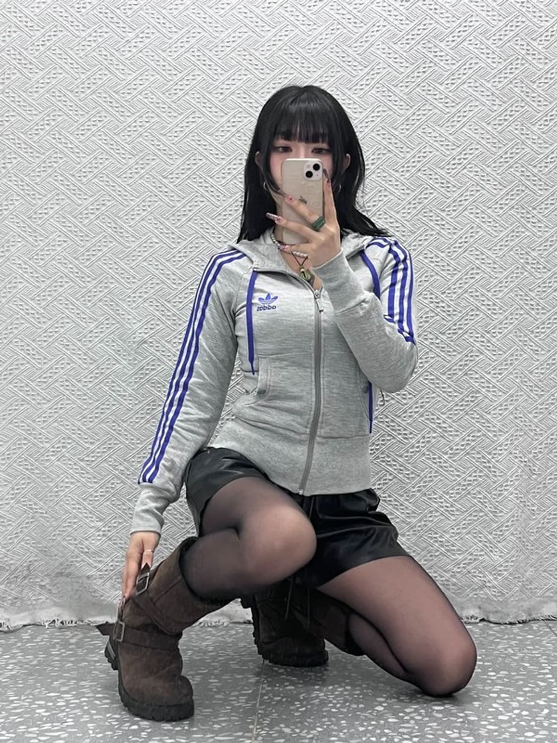 아디다스 Y2K 레트로 바이올렛 딱붙핏 후드집업 85 C11628 상품이미지2