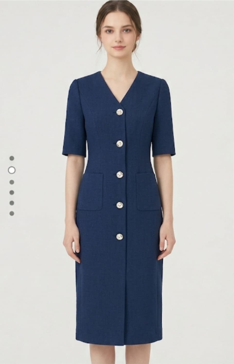 린 브이넥 포인트버튼 원피스 77사이즈 상품이미지1