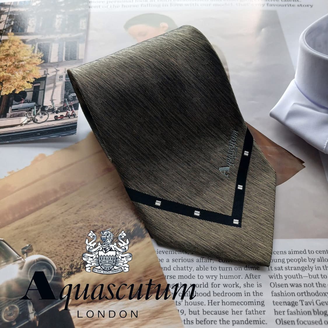 아쿠아스큐텀 실크 브론즈 패턴 넥타이 9.7cm A+등급 A18454
 상품이미지1