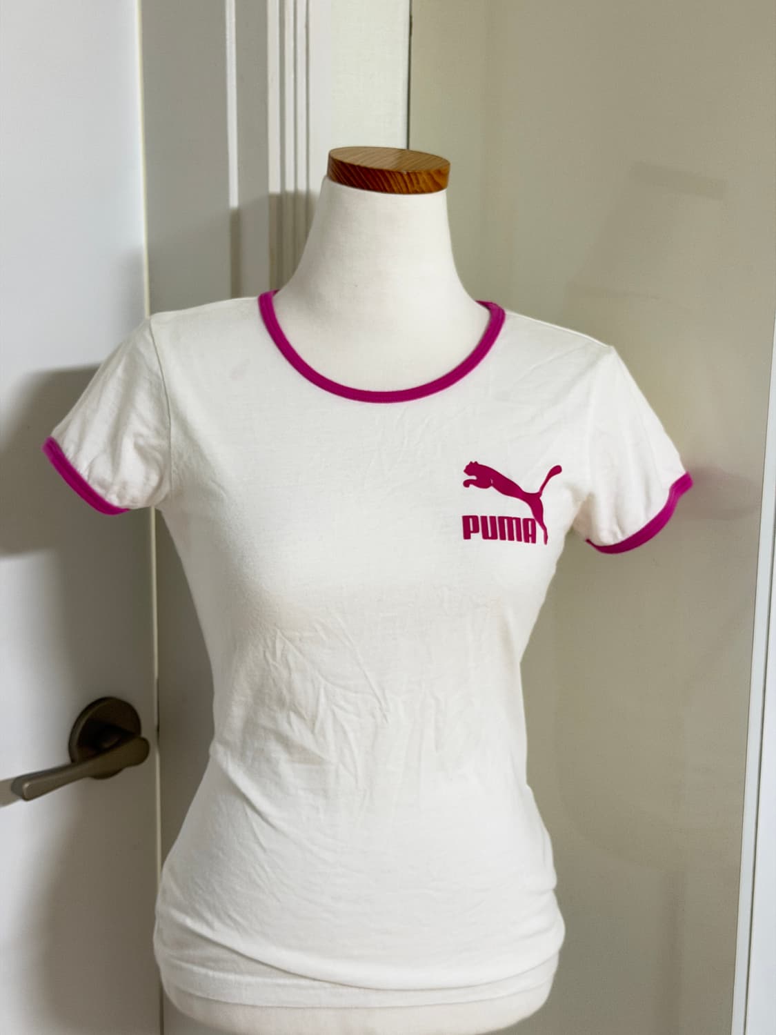 푸마 핑크 화이트 빅로고 링거티 반팔  상품이미지1