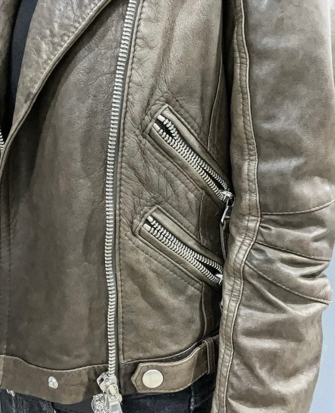 Dacute 쉽 스킨 4-zip 더블 라이더 재킷 상품이미지2