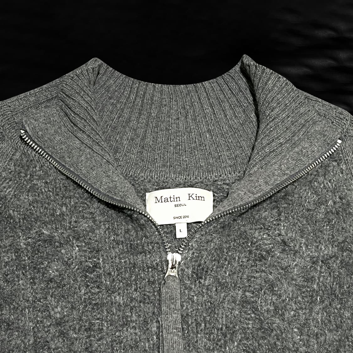 마뗑킴 니트 집업 그레이 상품이미지4