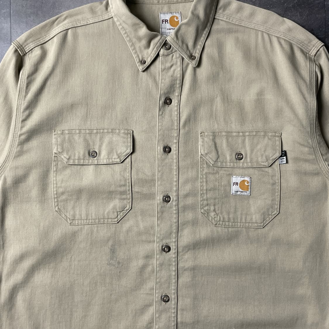 CARHARTT 칼하트 빈티지 베이지 플랩포켓 워크 셔츠 A00883 상품이미지3