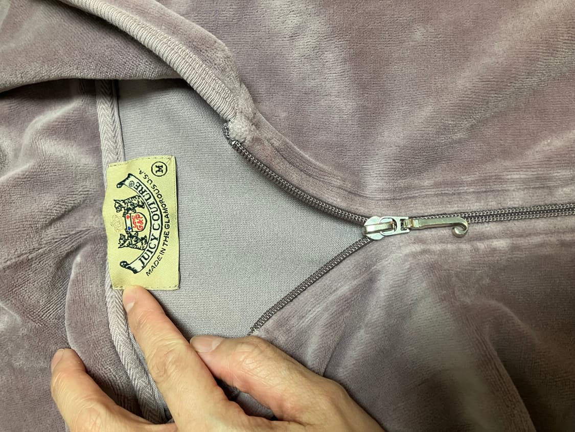 Y2K 쥬시 꾸뛰르 더스티 로즈 벨루어 후드 집업 상품이미지3