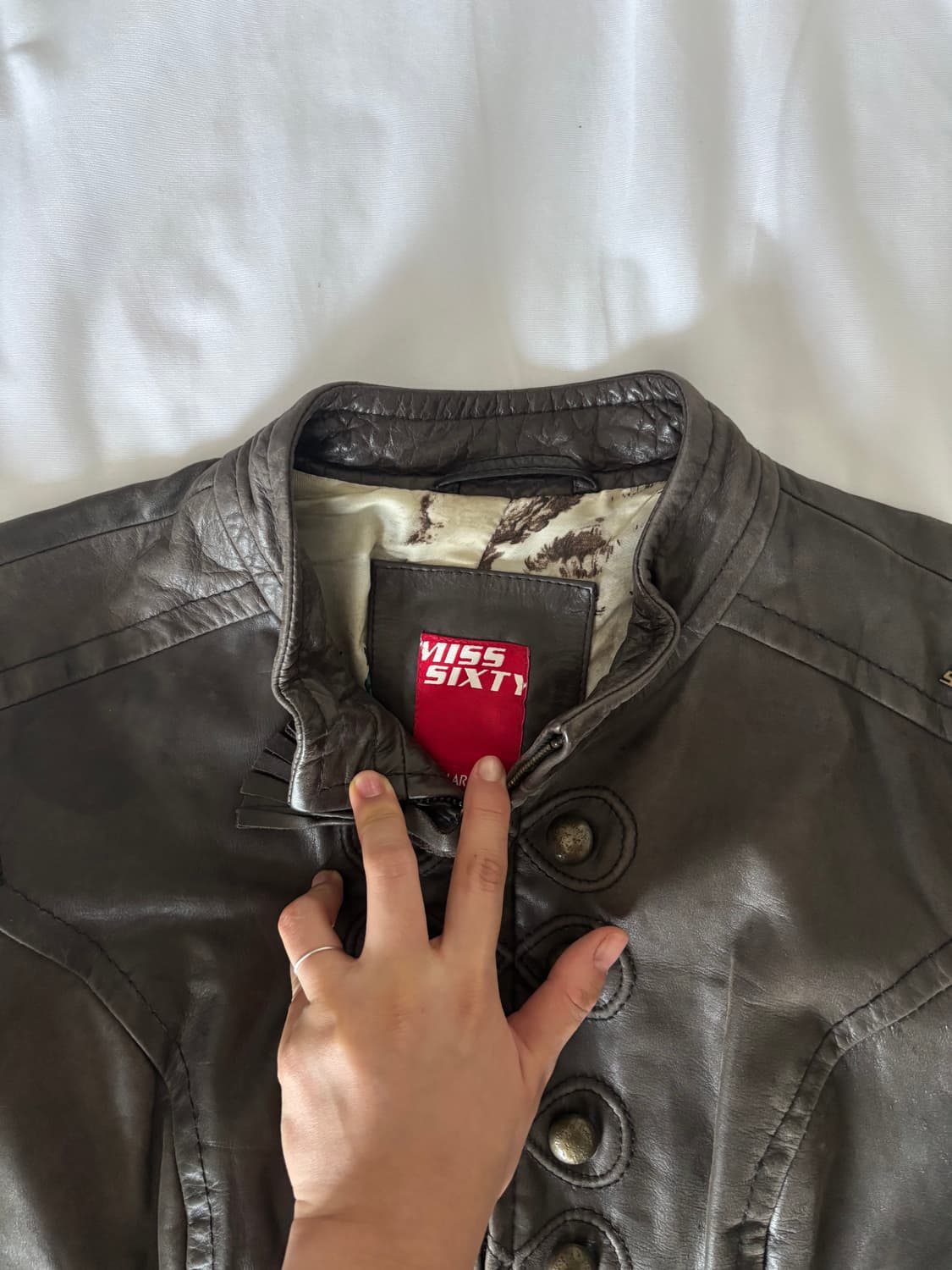 Miss sixty 브라운 리얼 레더 나폴레옹 자켓 상품이미지4