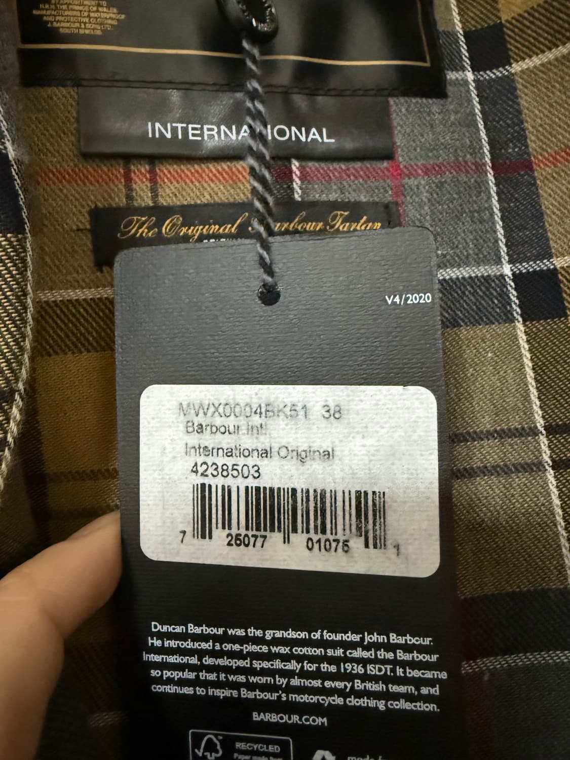 바버 인터네셔널 38 시착제품 (택있음) 상품이미지3