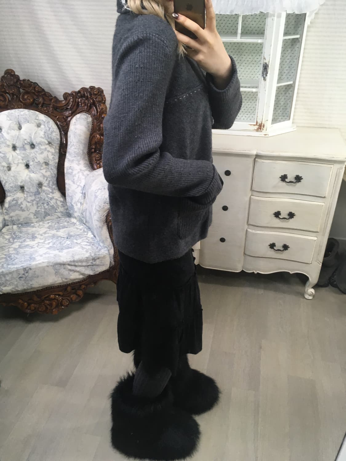 일본빈티지 차콜 울 니트 자켓 상품이미지2