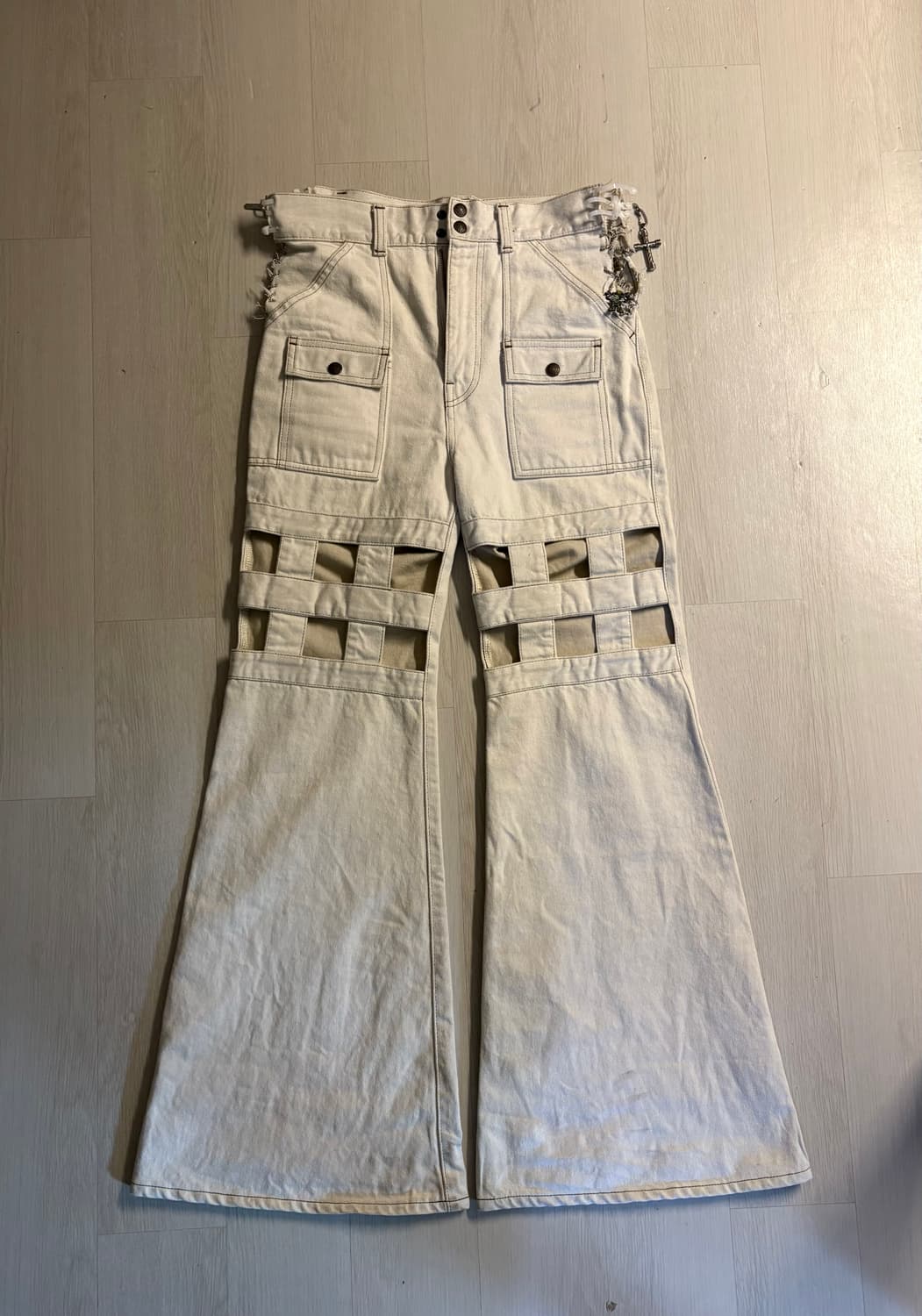 Kapital 14oz 화이트 데님 커스텀 팬츠 / 1of1 / 체인 디 상품이미지1