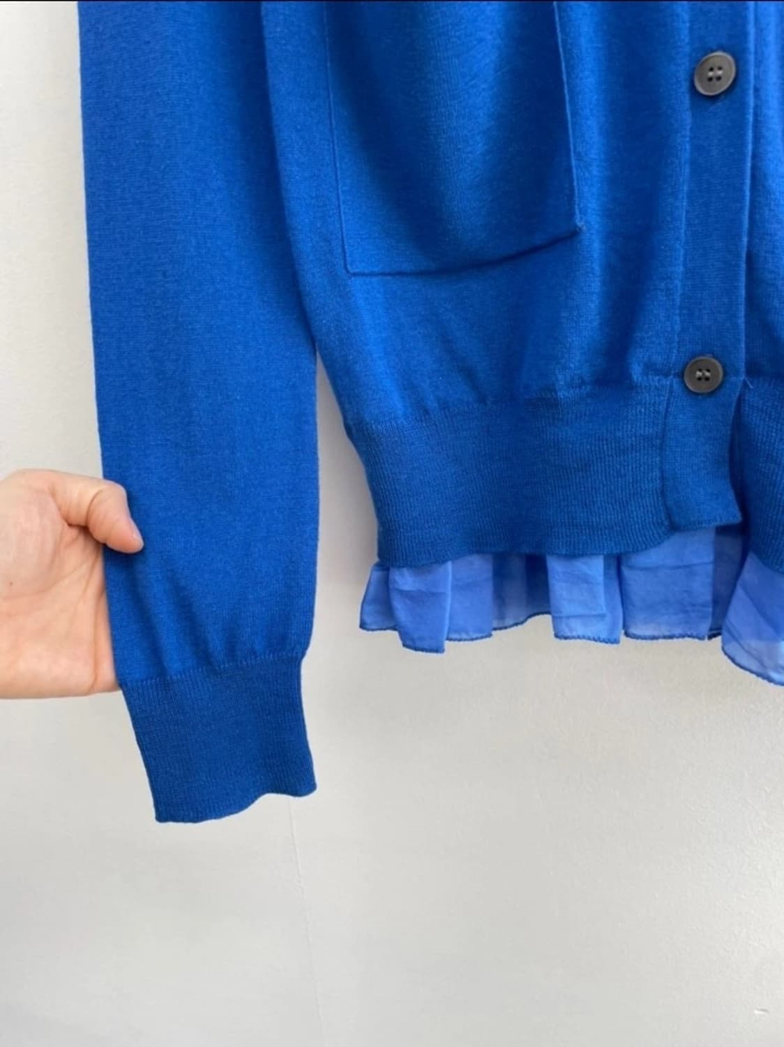 [정품] 미우미우(Miu Miu) 캐시미어 실크 혼방 프릴 가디건 상품이미지7