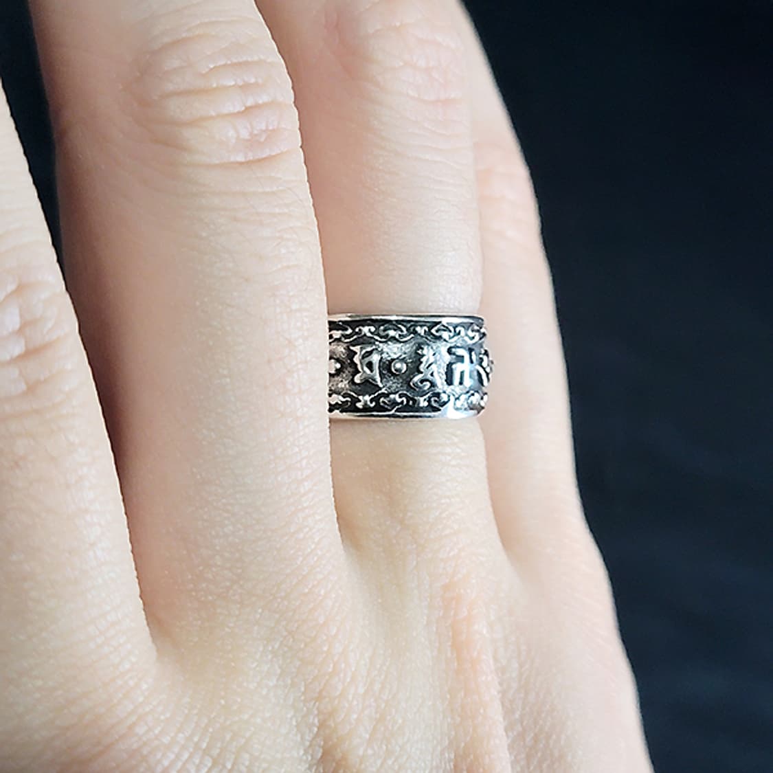 Karma 실버 남자 엔틱 빈티지 명품 수호신 불교 반지 상품이미지6