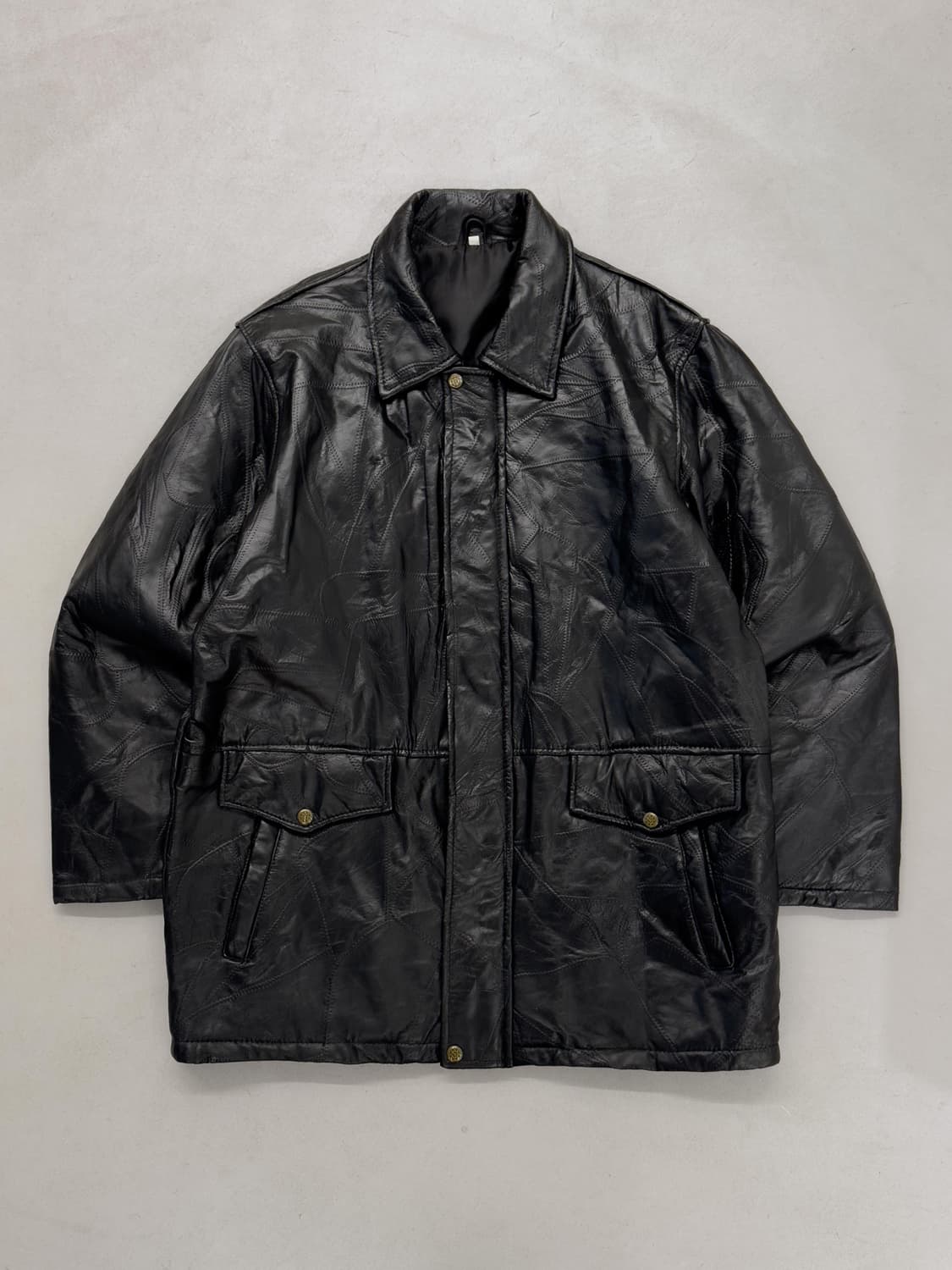 패치워크 레더 자켓 상품이미지1