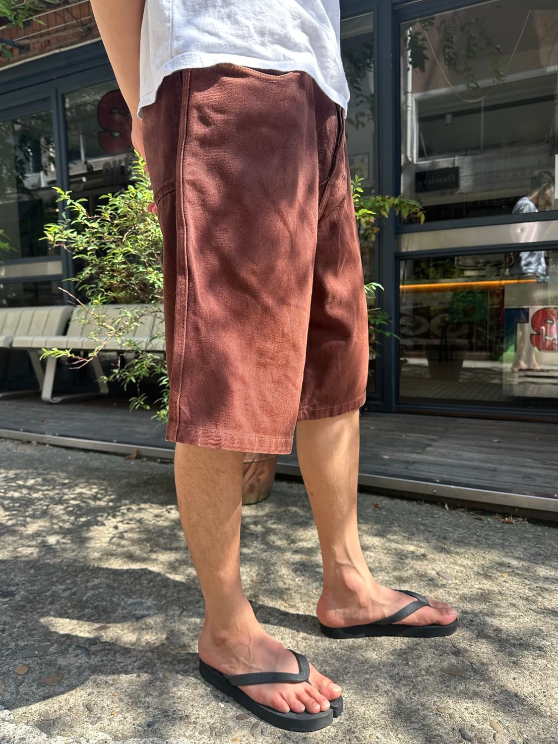 Prime brown denim washed bermuda pants 상품이미지4