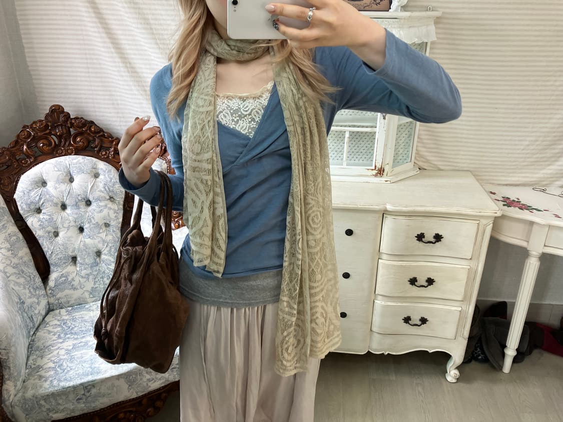 jpn vintage beige lace muffler 상품이미지3