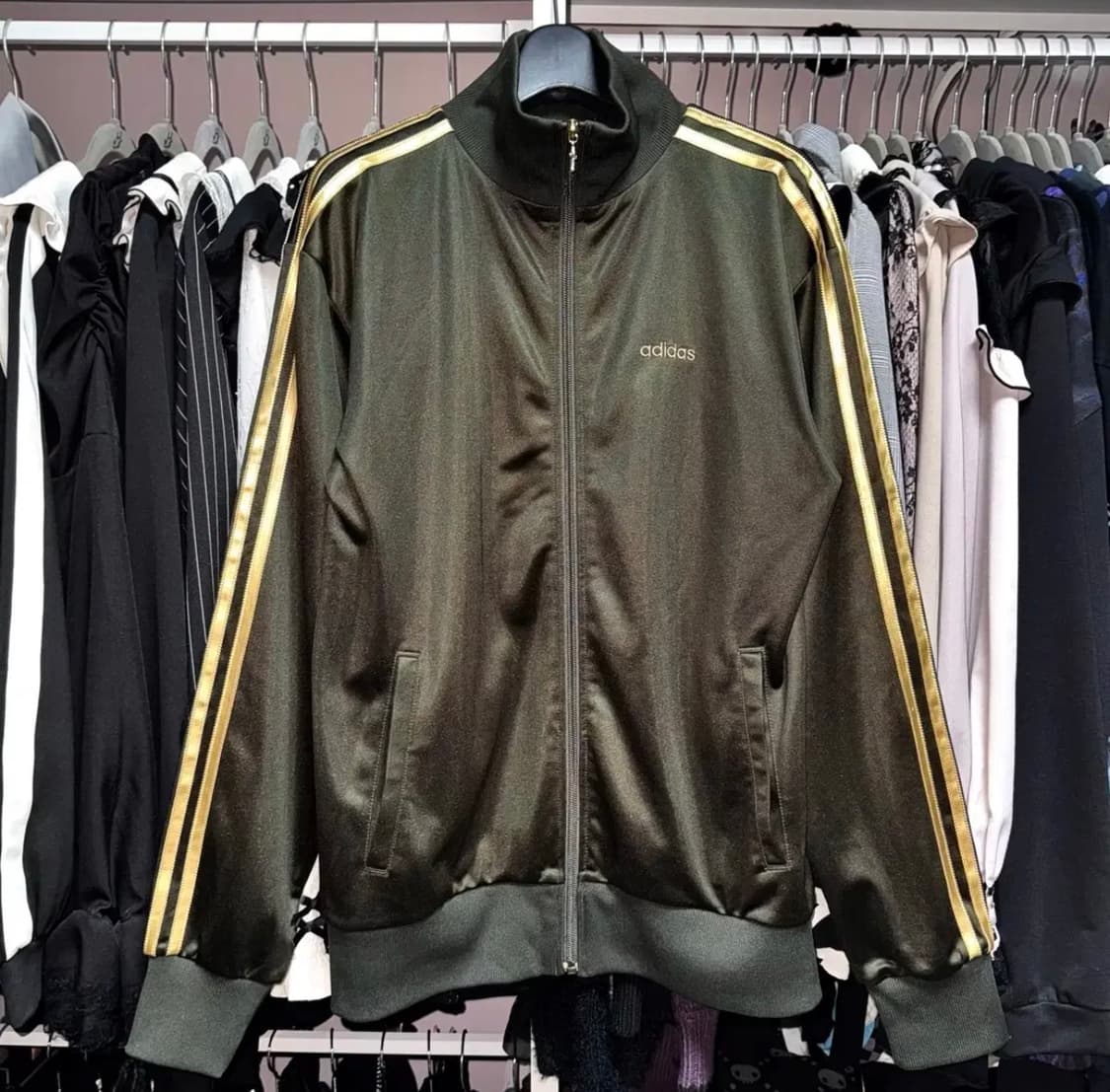 ADIDAS 아디다스 90s 카키 금장 져지 집업 상품이미지1