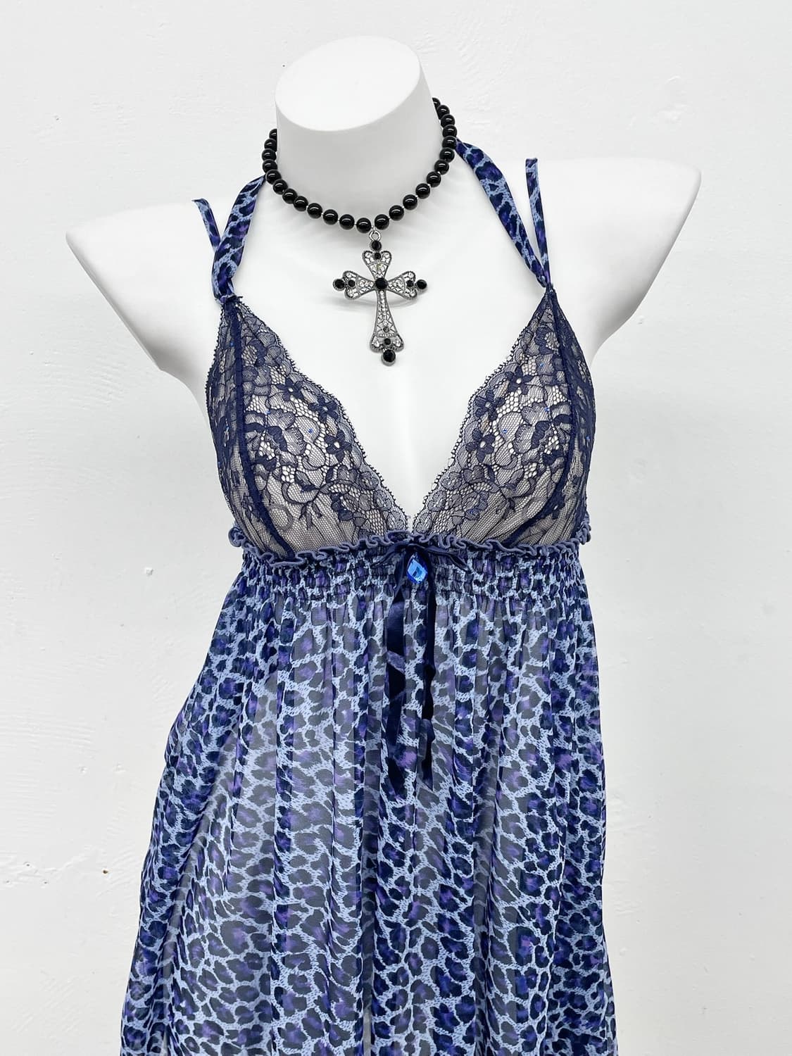 에블린 갸루 레오파드 홀터 슬립 상품이미지2