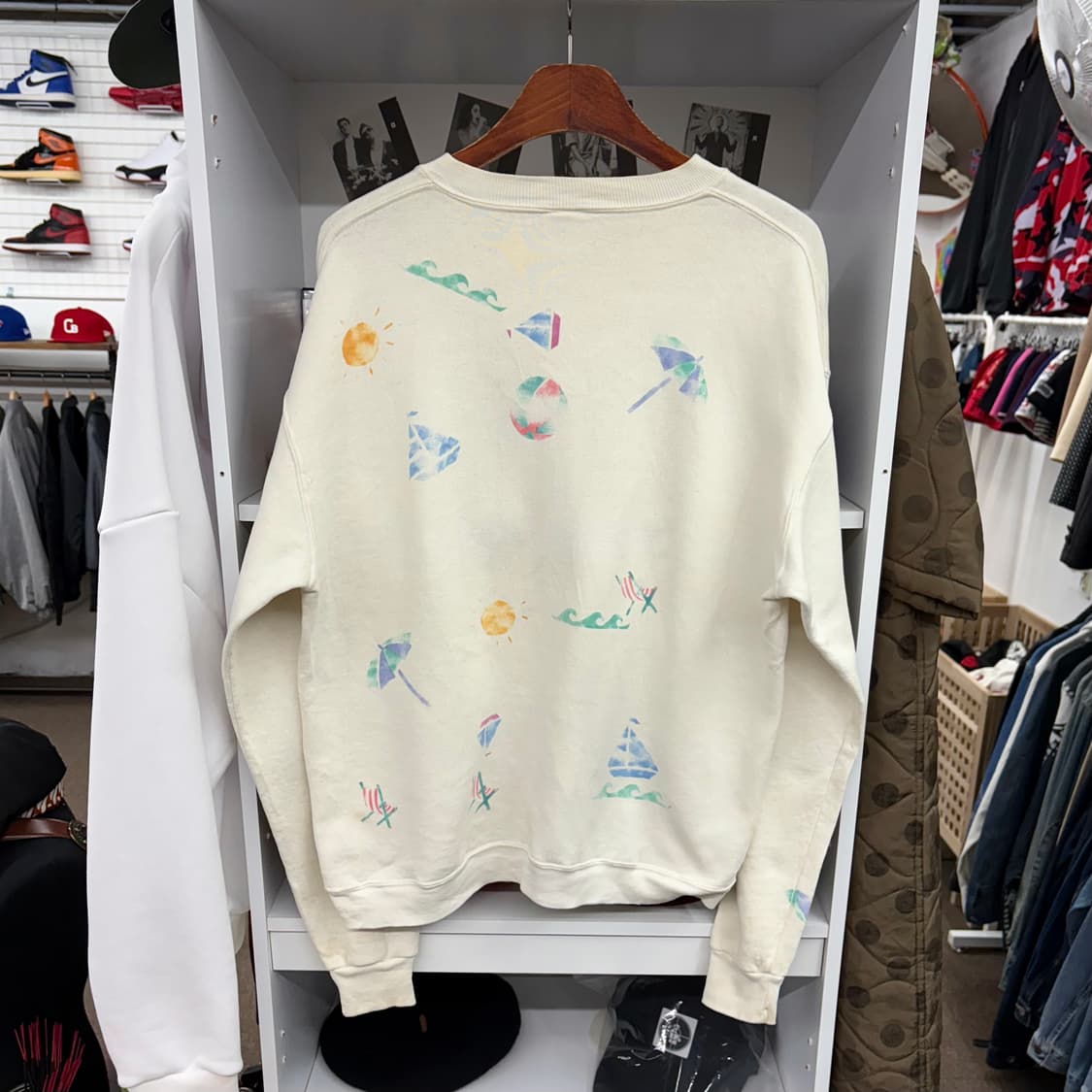 (L) 80s 러셀 파스텔 수채화 프린팅 맨투맨 made in USA  상품이미지3