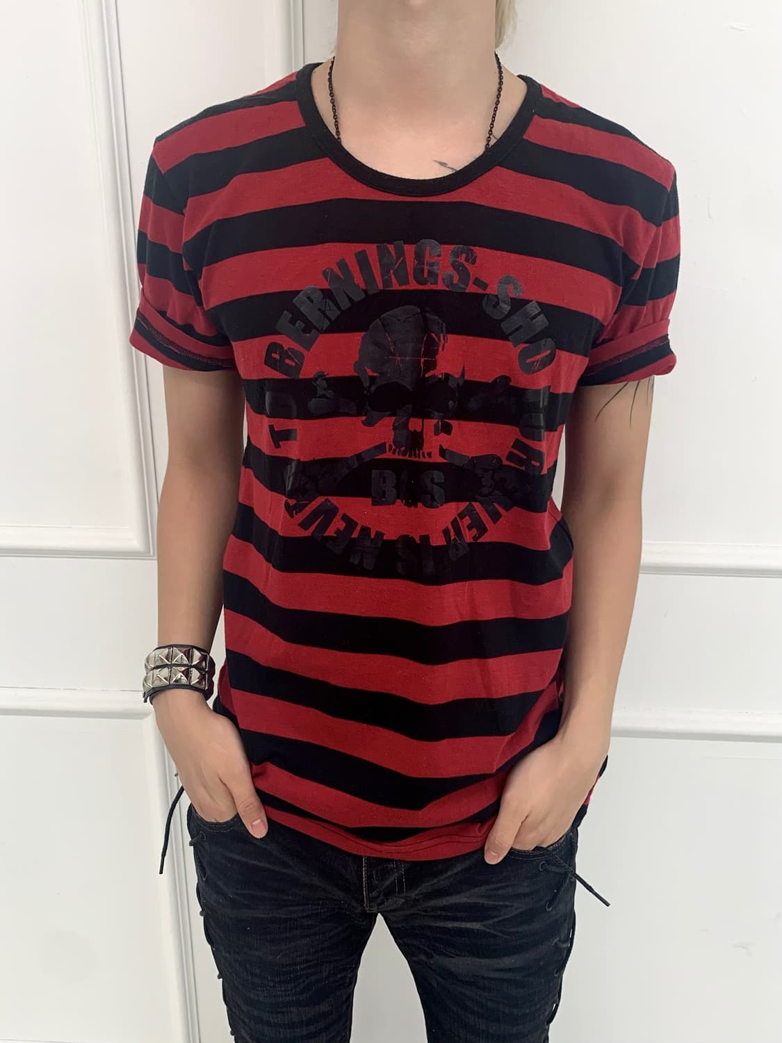 Bernings sho skull stripe t-shirt  상품이미지1